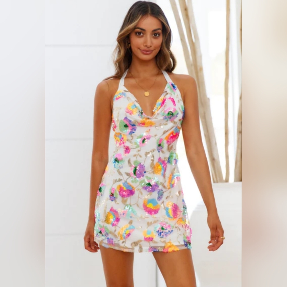 Hello Molly Multicolor Sequin Mini Dress